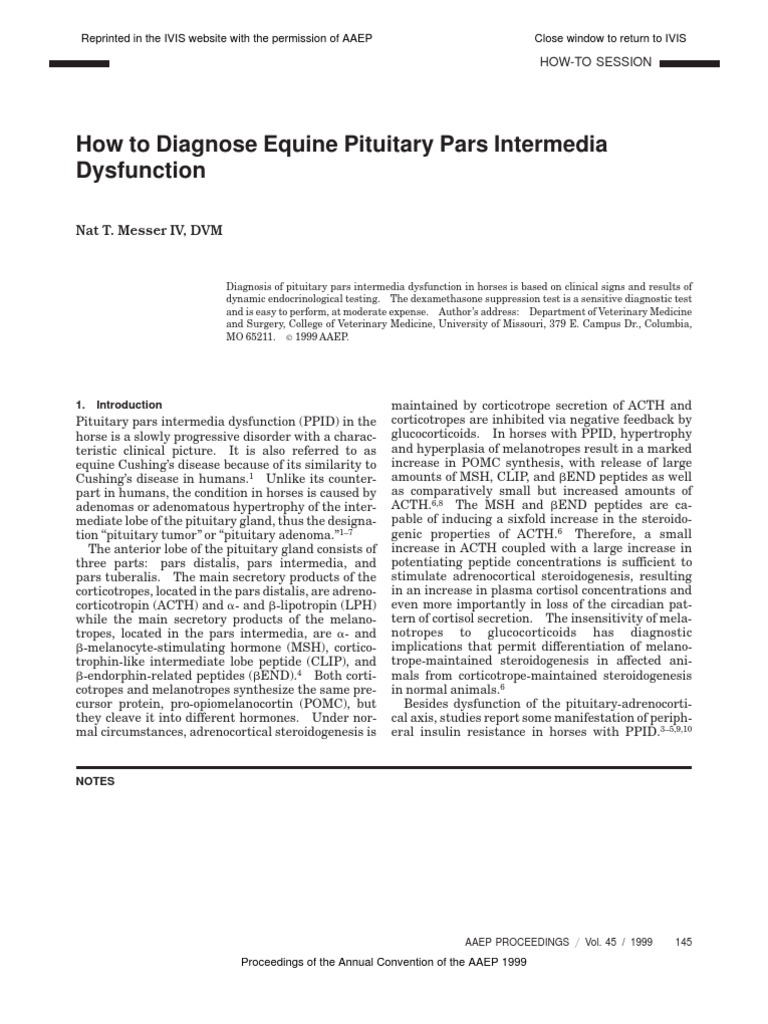 Equine Pituitary Pars Intermedia Dysfunction / Cushing’S Testing – ELXJC