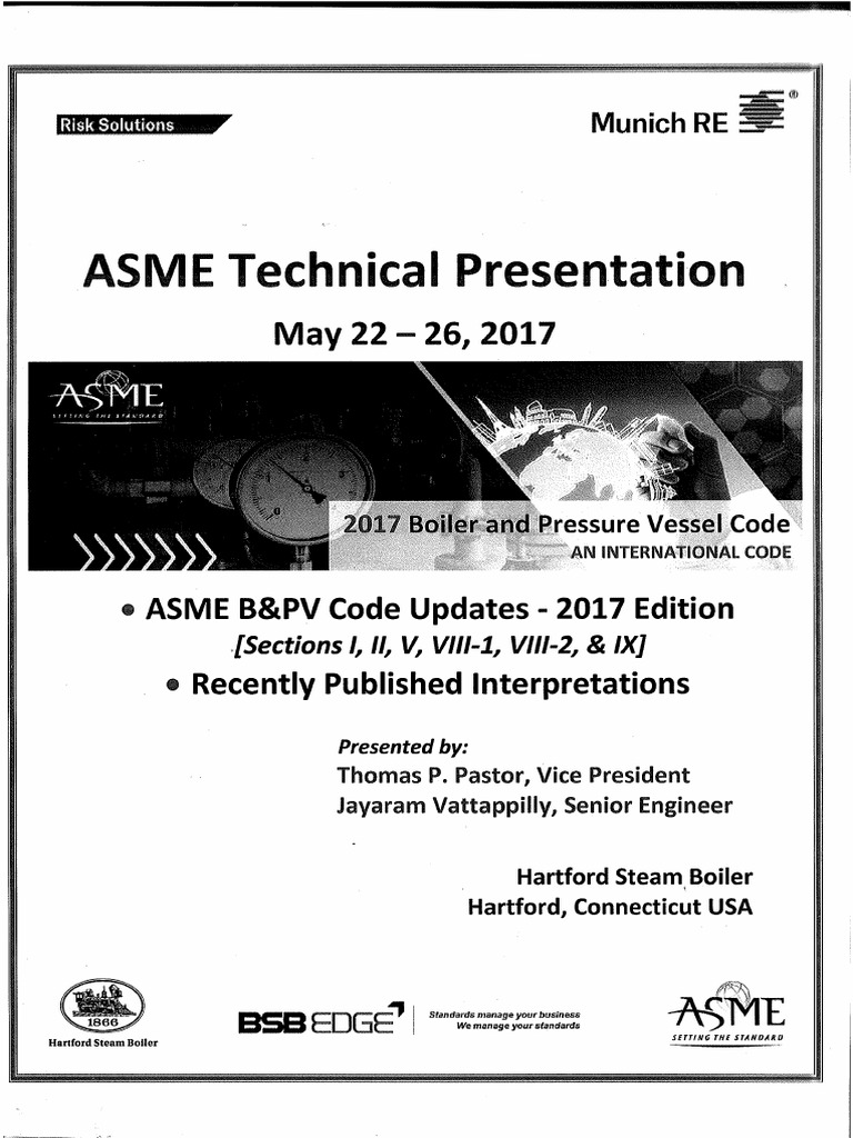Asme B&PV Code Updates - 2017 Edition - Sec I, II, V, Viii-1, Viii-2 ...