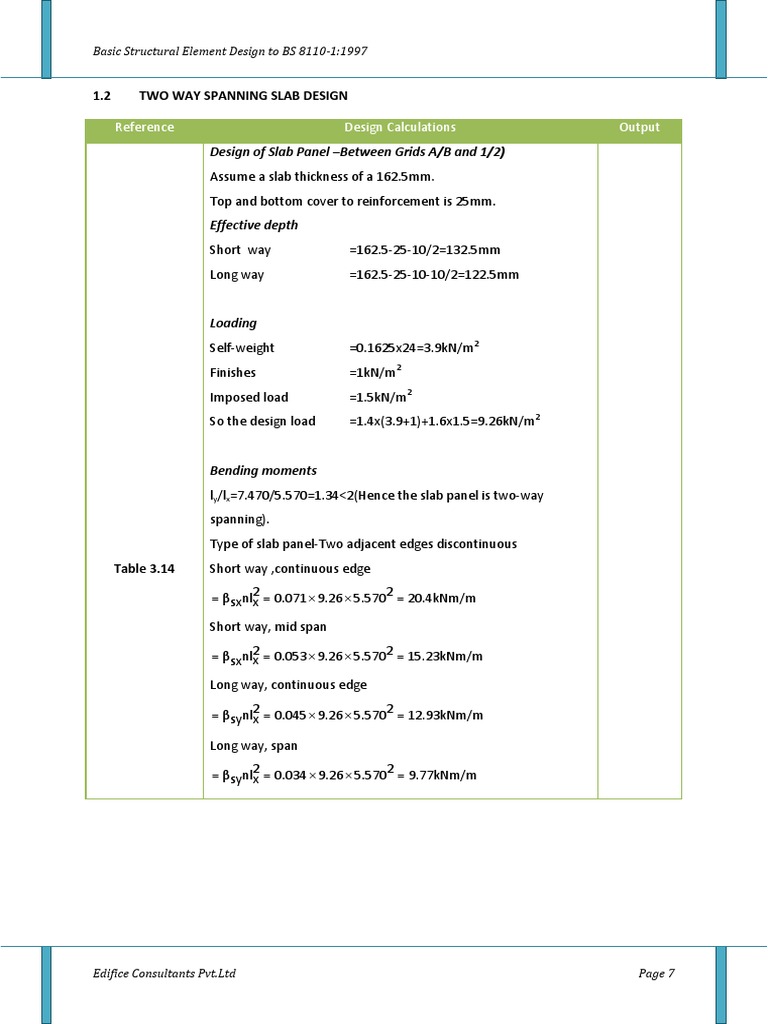 Two Way Design Slab To BS 8110 | PDF | Building Engineering | Materials  Science