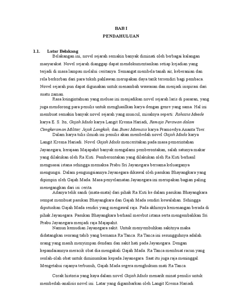 Karya Ilmiah Novel Sejarah