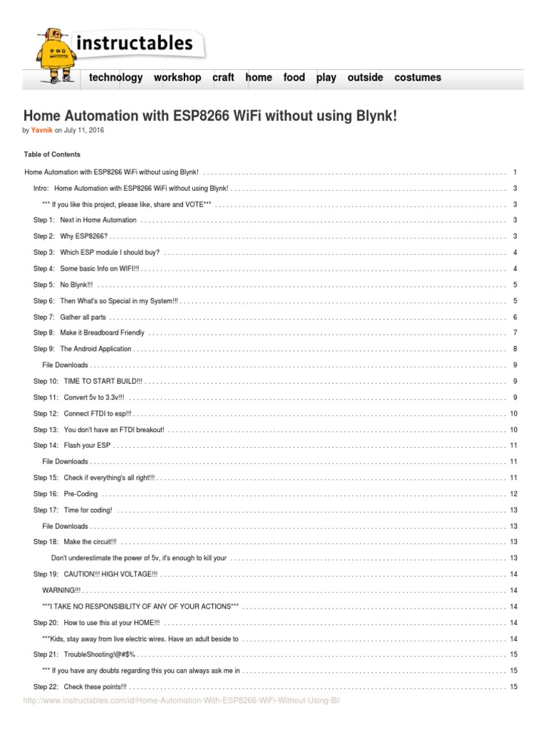 Home Automation With ESP8266 WiFi Without Using BL 0 Circuit Diagram
