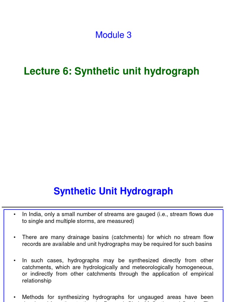 Synthetic Unit Hydrograph Methods | PDF | Drainage Basin | Hydrology