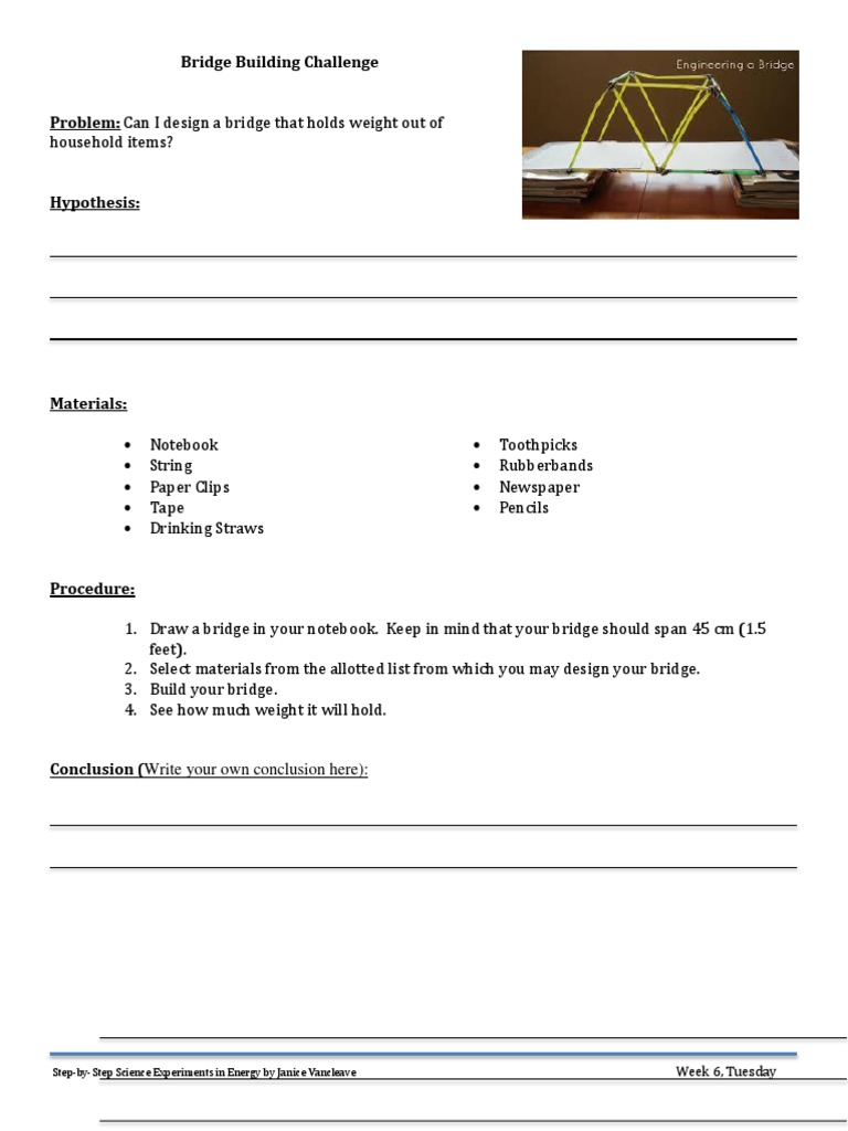 Bridge Building Challenge Experiment | PDF | Home & Garden