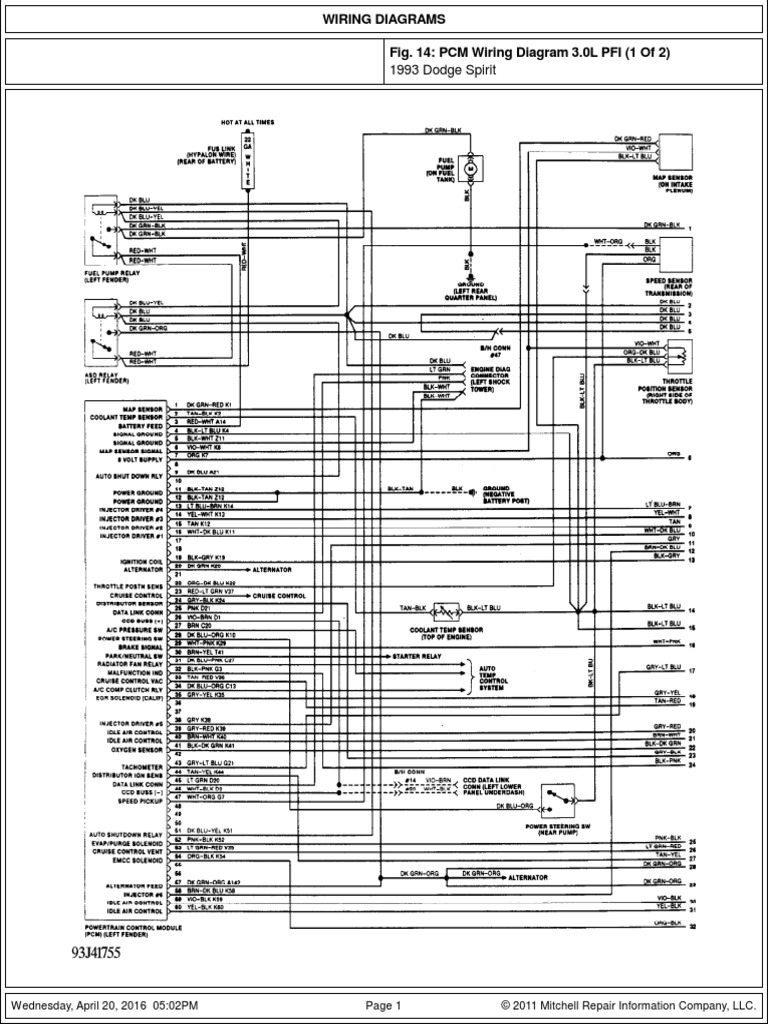 1993 Dodge Spirit Wiring Diagram - Wiring Diagrams