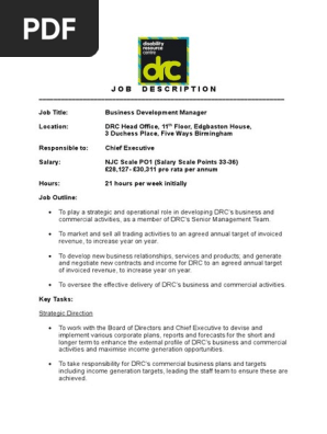 Business Development Manager Job Description V 2 | Pdf | Leadership | Sales