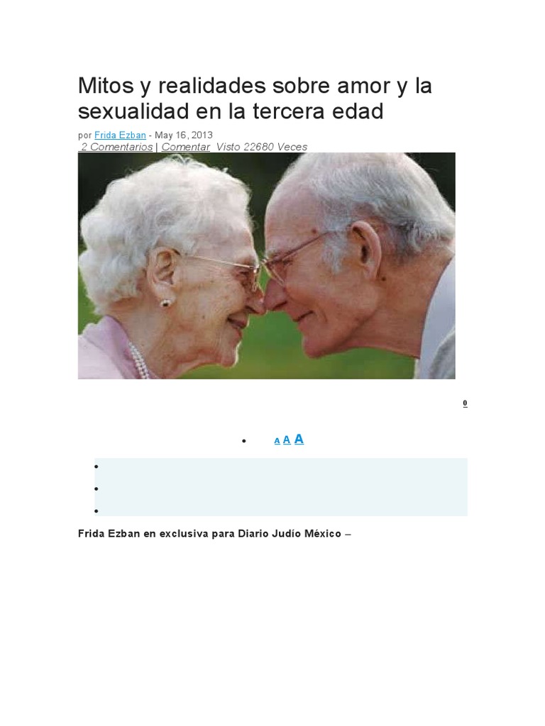 Mitos sobre sexualidad en la tercera edad | PDF | Vejez | La sexualidad ...