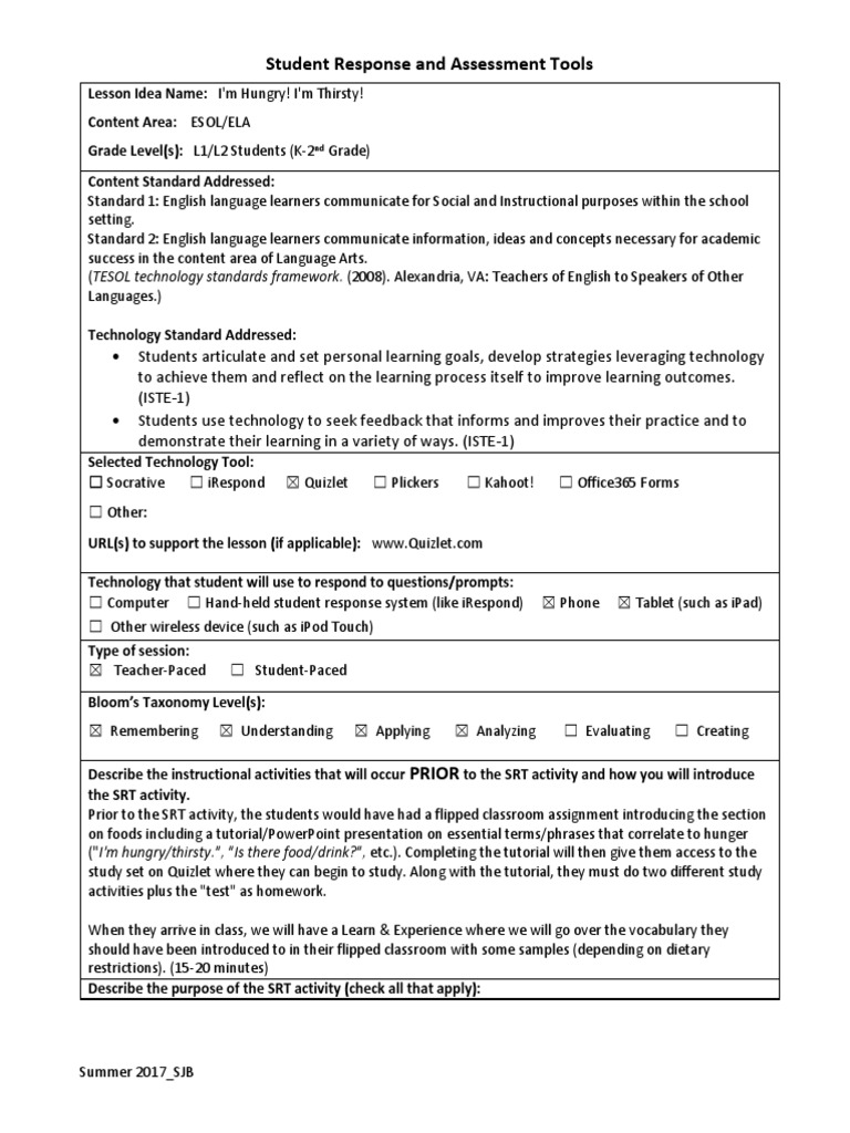 ESOL Lesson: Vocabulary Quizlet Activity | PDF | English As A Second Or ...