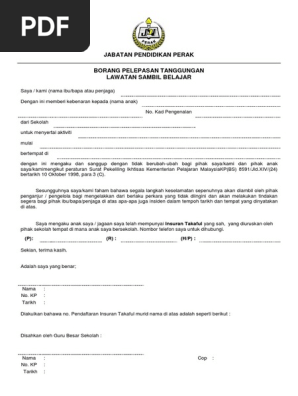 Borang Pelepasan Tanggungan Pdf