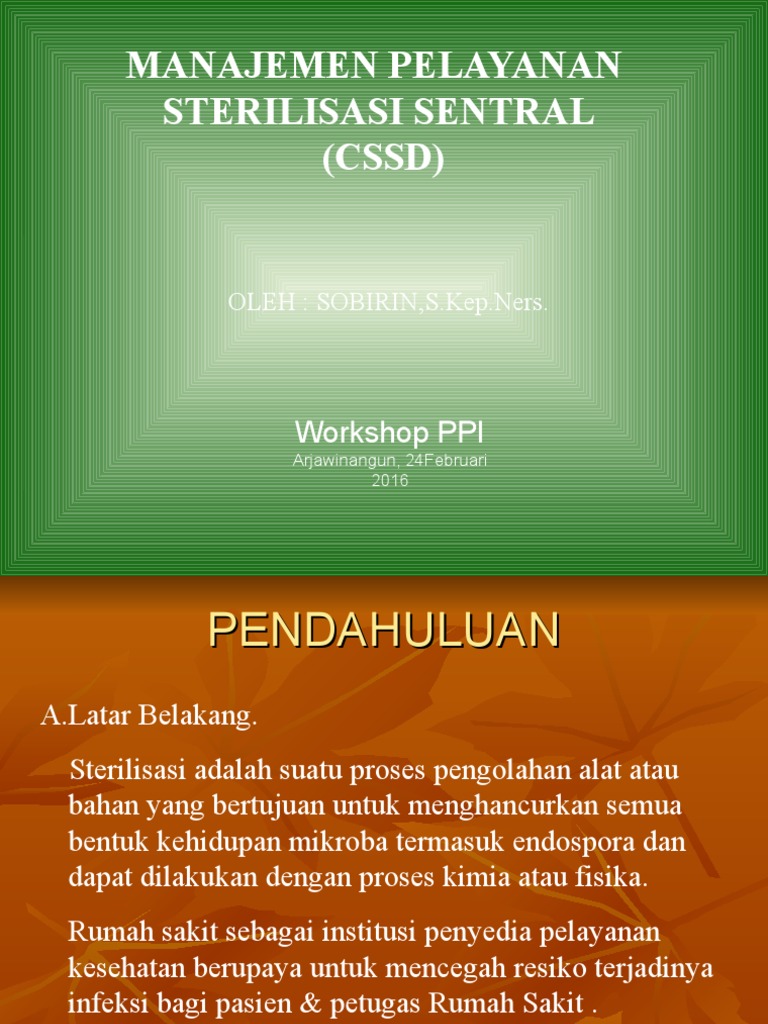 Manajemen CSSD di Rumah Sakit | PDF | Sains & Matematika