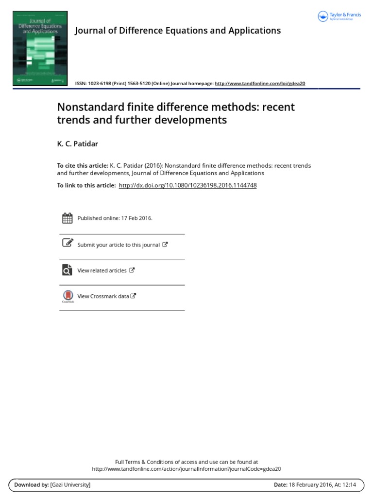 Patidar Nonstandard Finite Difference Methods PDF | PDF | Dynamical ...