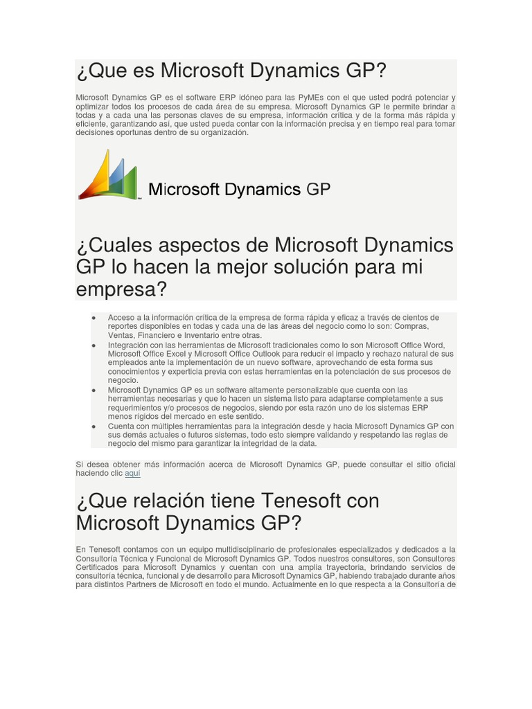 Microsoft Dynamics GP: ERP para PyMEs | PDF | Microsoft | Planificación ...