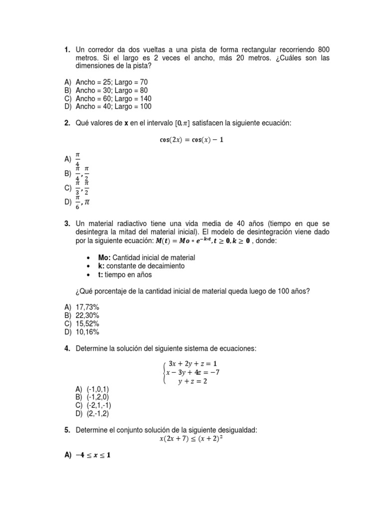 Prueba Mate Ineval | PDF | Matriz (Matemáticas) | Objetos matemáticos