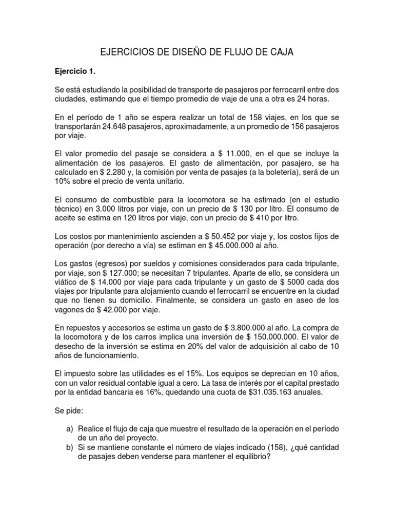 Ejercicios de Flujo de Caja 1 | PDF | Flujo de efectivo | Depreciación