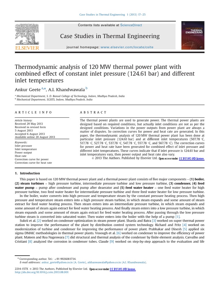 Case Study Thermal 120 MW Power Plant PDF | PDF | Steam | Power Station