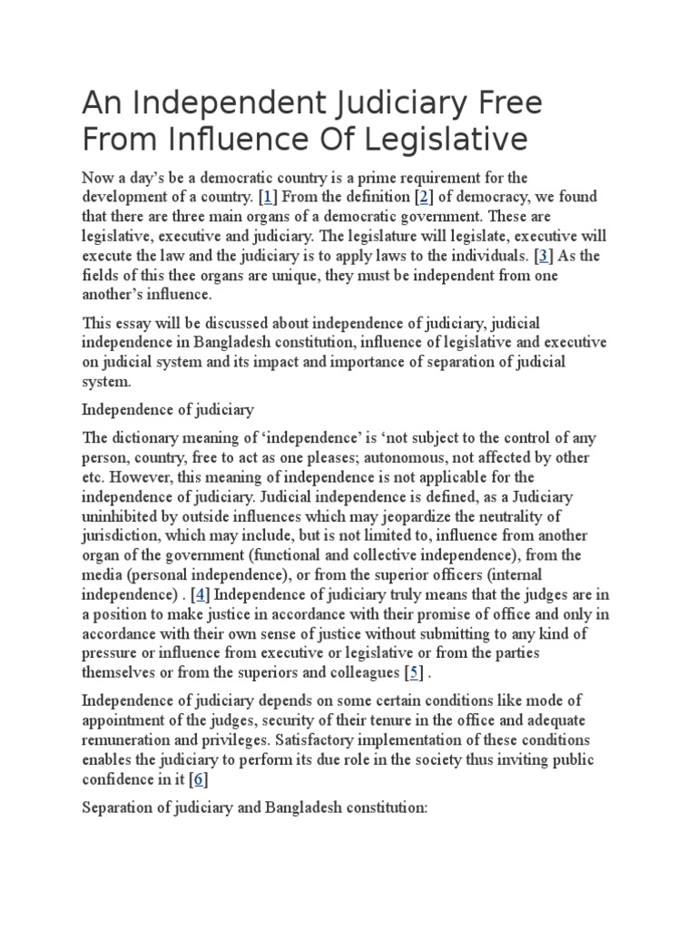 An Independent Judiciary Free From Influence of Legislative PDF