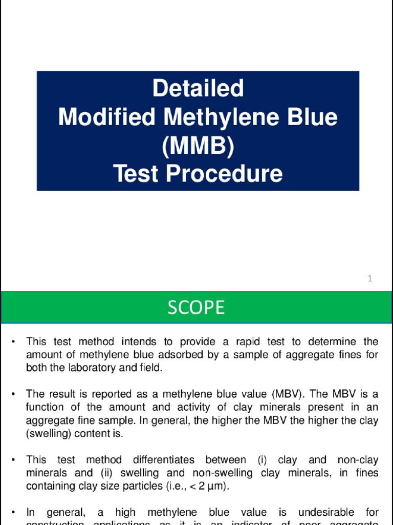 Modified Methylene Blue Test | PDF