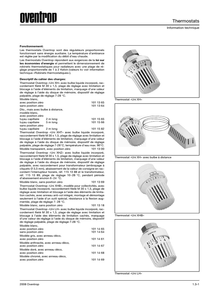 Thermostat D Ambiance Oventrop Mode D Emploi OVENTROP - Tête Thermostatique 2 PDF | PDF | Science | Technologie (Général)