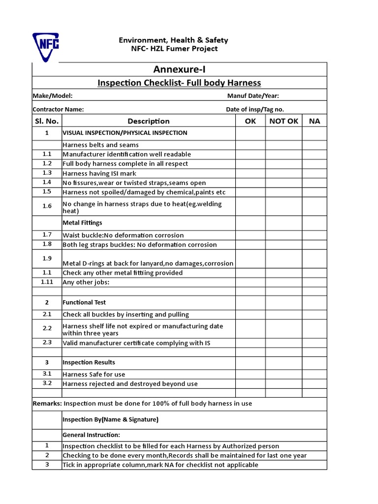 safety harness inspection