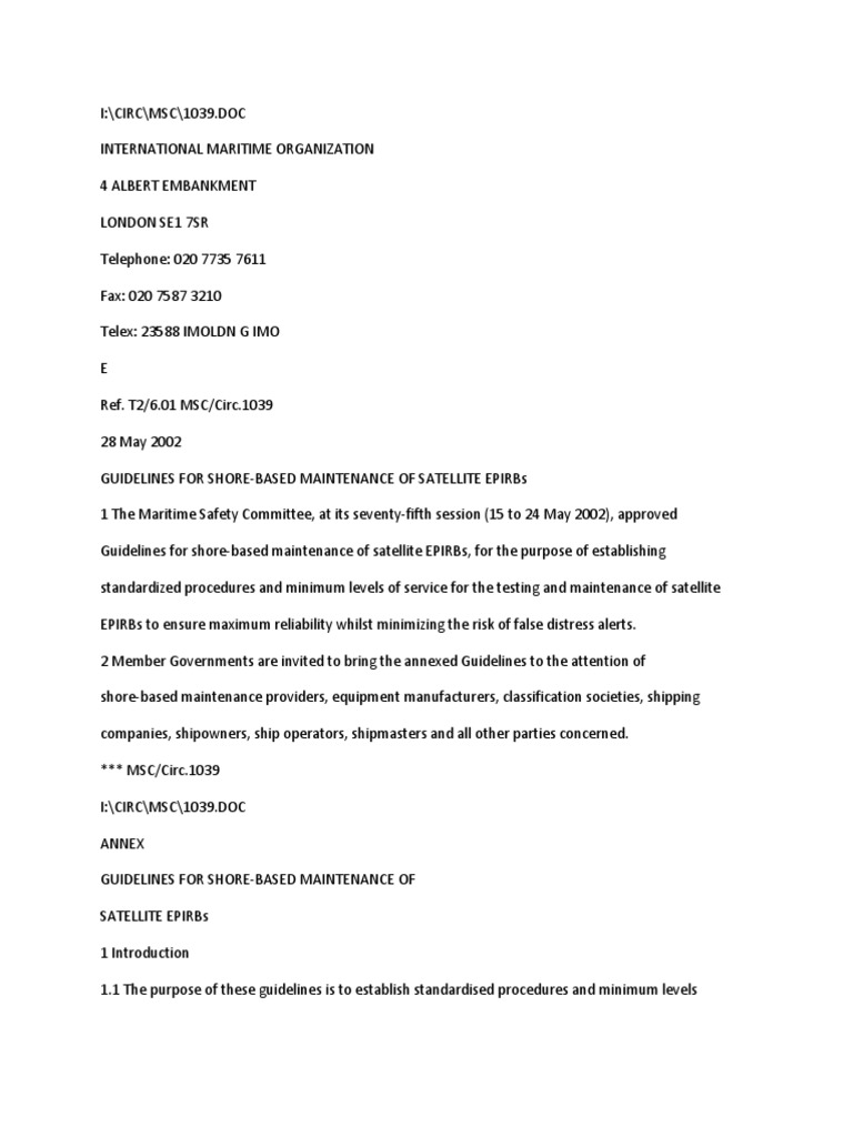 1039 Epirb Testing Guidelines PDF Transmitter