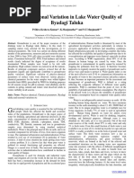 Study of Seasonal Variation in Lake Water Quality of Byadagi Taluka