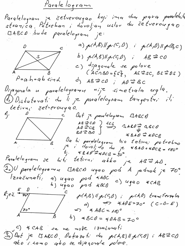Osnovni Pojmovi Iz Geometrije - Parlelogram Romb Racunanje Povrsine ...