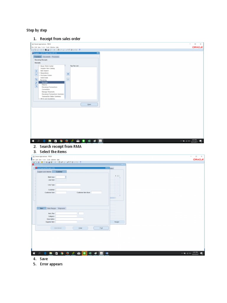 Sales Order Receipt Process Guide | PDF