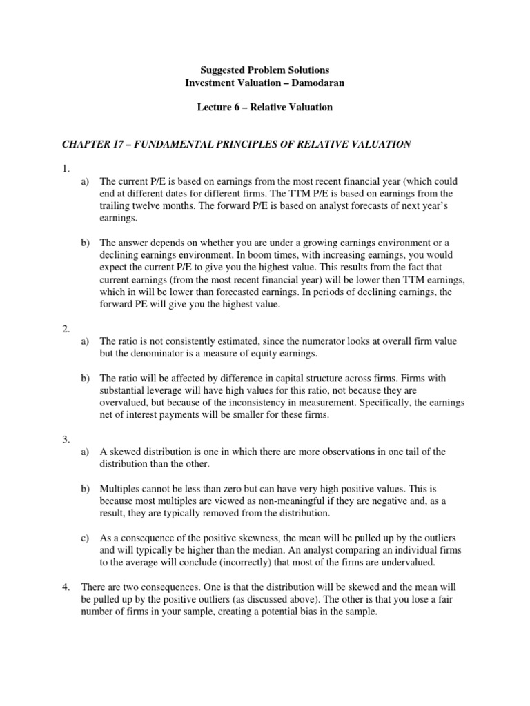 Chapter 17 - Fundamental Principles of Relative Valuation | PDF | Price ...