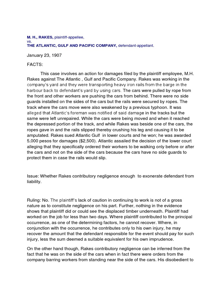 Rakes Vs Atlantic Gulf PDF Negligence Crime & Violence