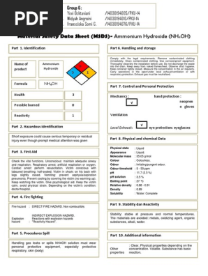 Msds Ammonium Hydroxide Pdf Breathing Respiratory System