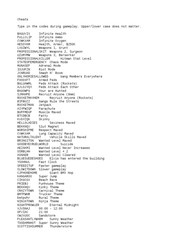Gta Sa Cheats  Motor Vehicle  Transport