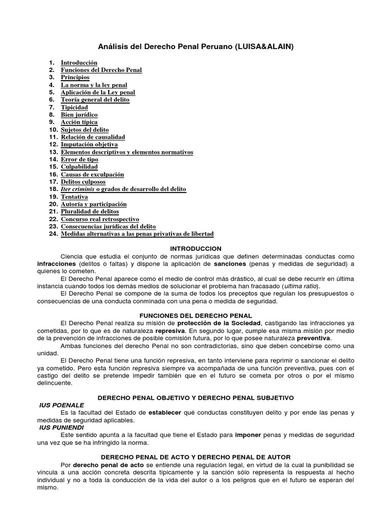 Pena Conminada en Derecho Penal Peruano | PDF | Intención (Derecho ...