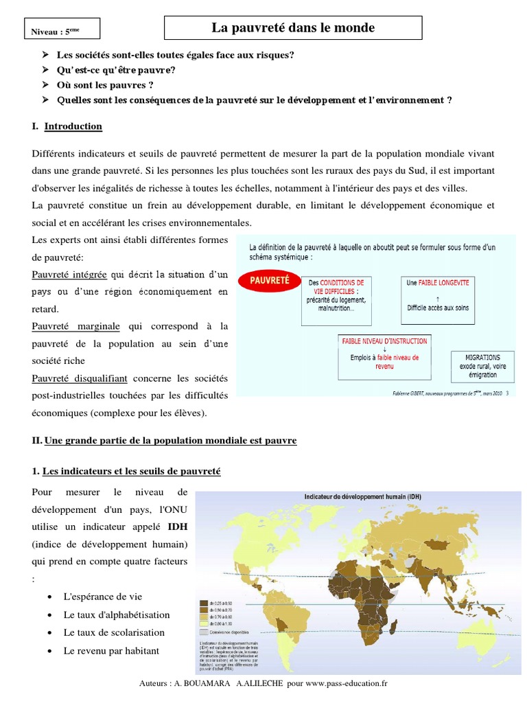 Richesse Et Pauvreté Dans Le Monde 5ème Exercices Pdf