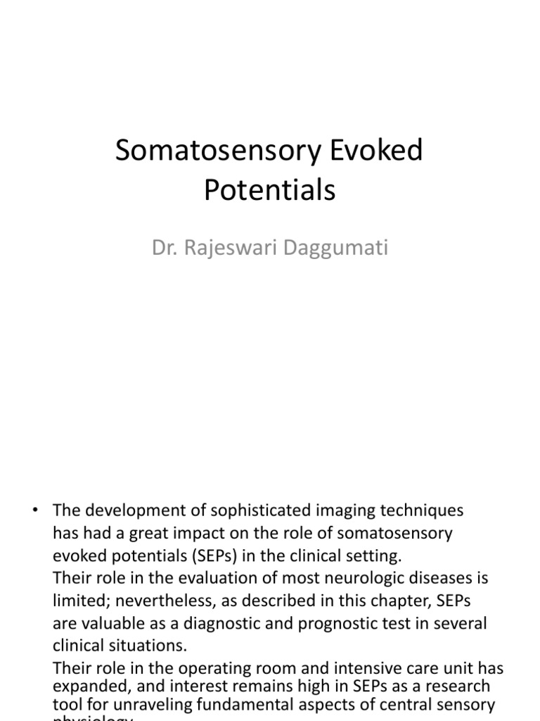 Somatosensory Evoked Potentials | PDF | Somatosensory System | Neural ...