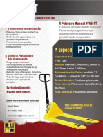 Paleteira manual 2500kg com design ergonômico e alta durabilidade