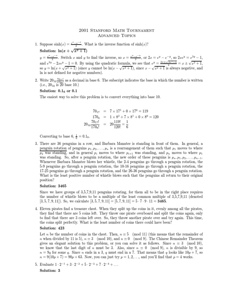 Advanced Topics Problem Solutions | PDF | Circle | Trigonometric Functions