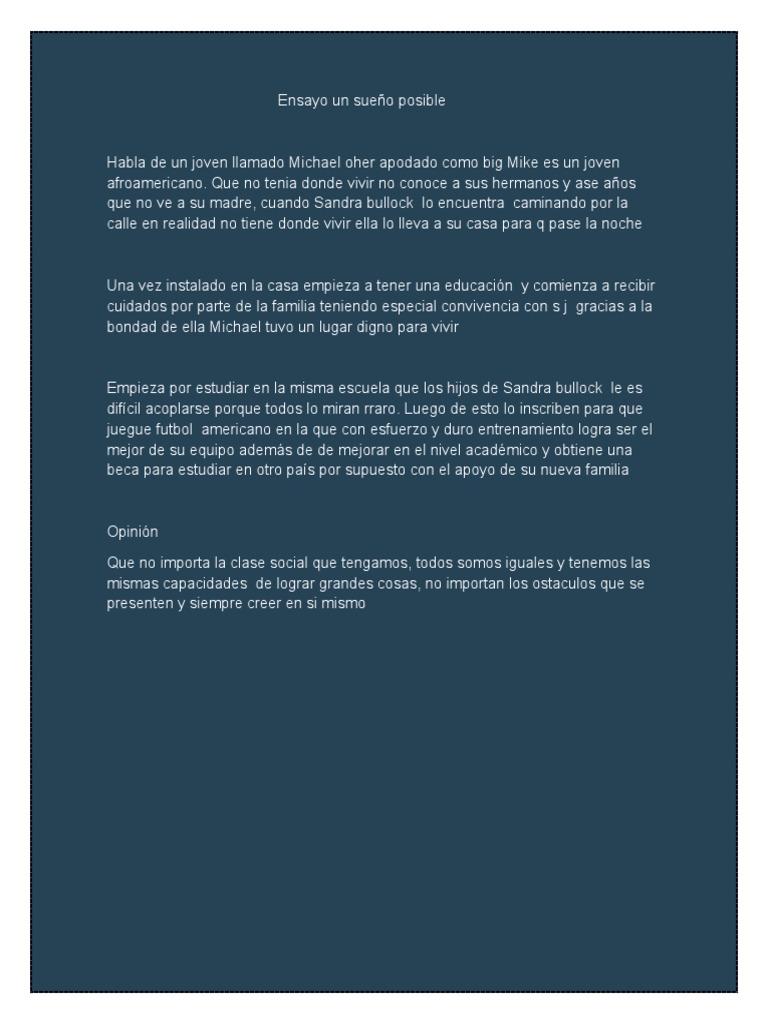 Ensayo Un Sueno Posible Pdf