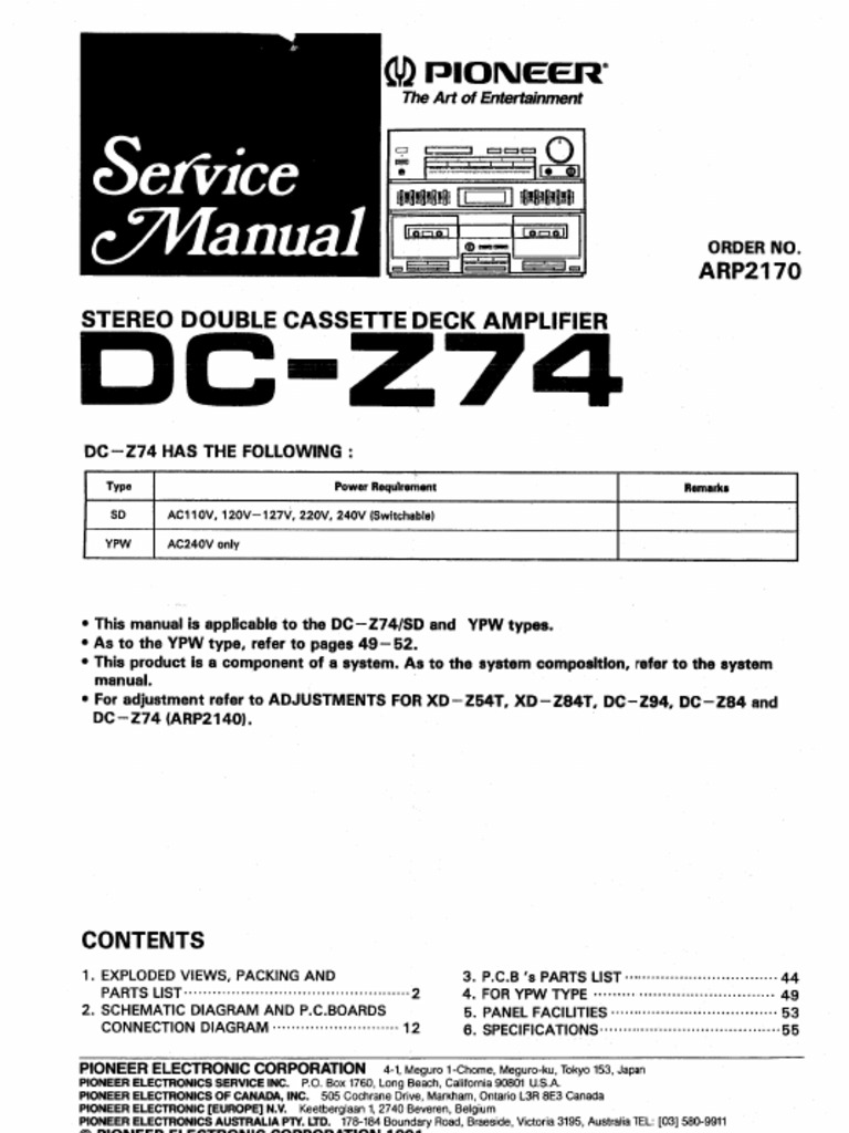Pioneer Dcz74 SM PDF