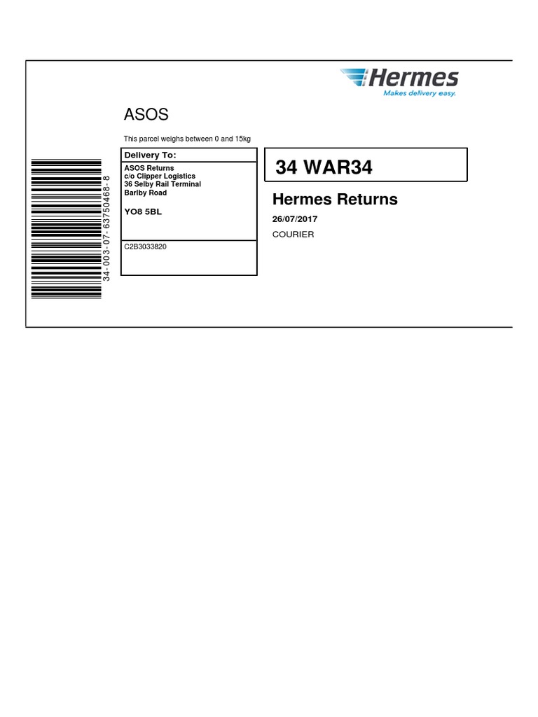hermes returns label