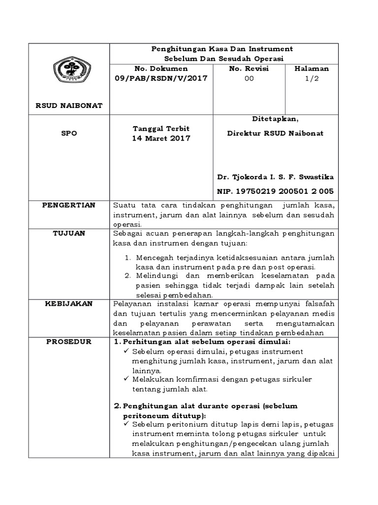 No 9. Penghitungan Kasa Dan Instrument | PDF | Sains & Matematika