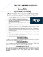 Pakistan Engineering Council: Sample Mcqs Agricultural Engineering