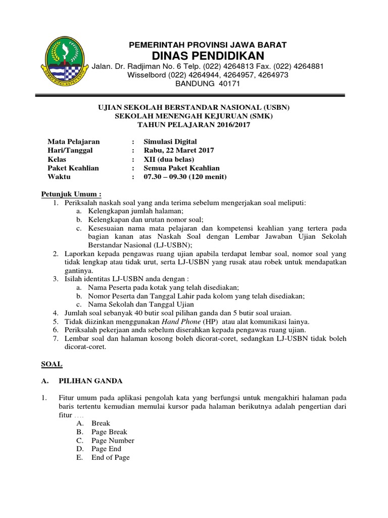Smk Simdig Kur 2013 Utama 2016 2017