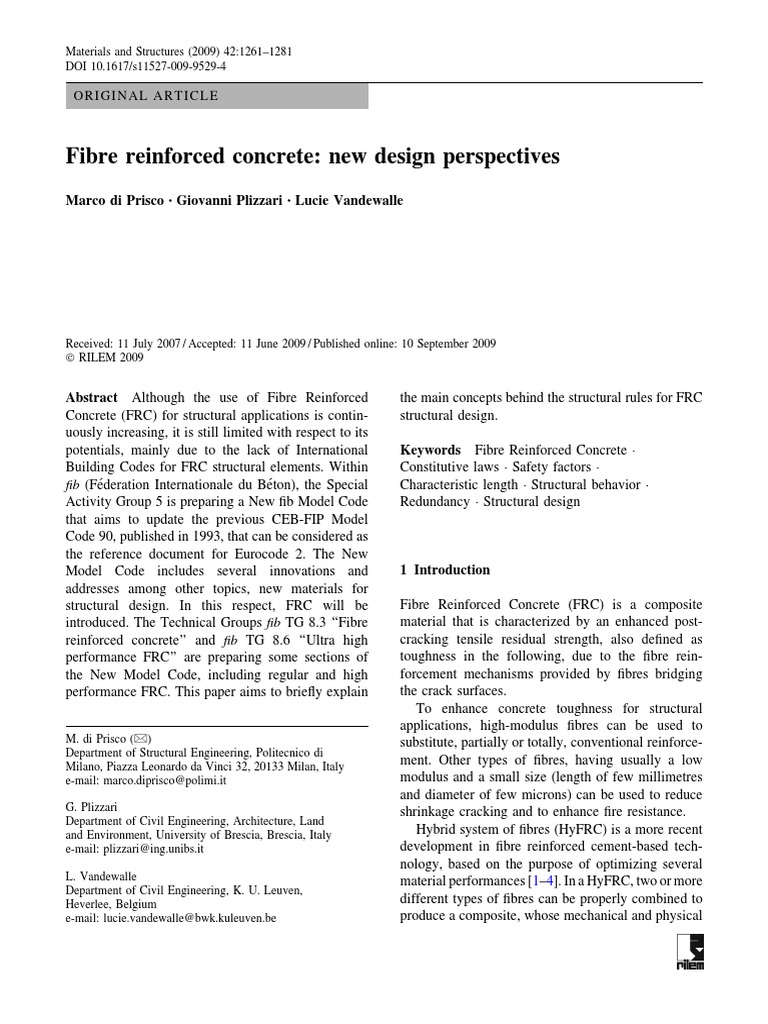 Fibre Reinforced Concrete New Design Perspectives | PDF | Strength Of ...