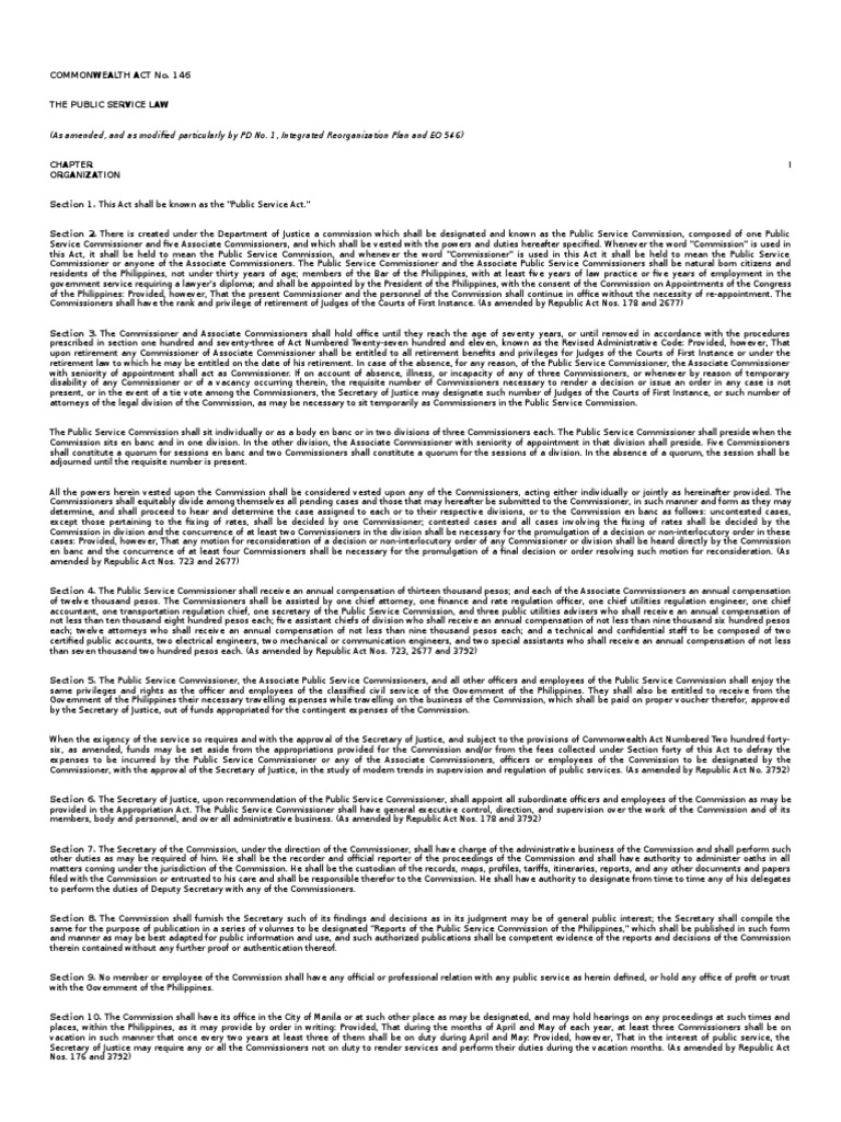 Regulating the Public Service Commission Organization, Powers, and