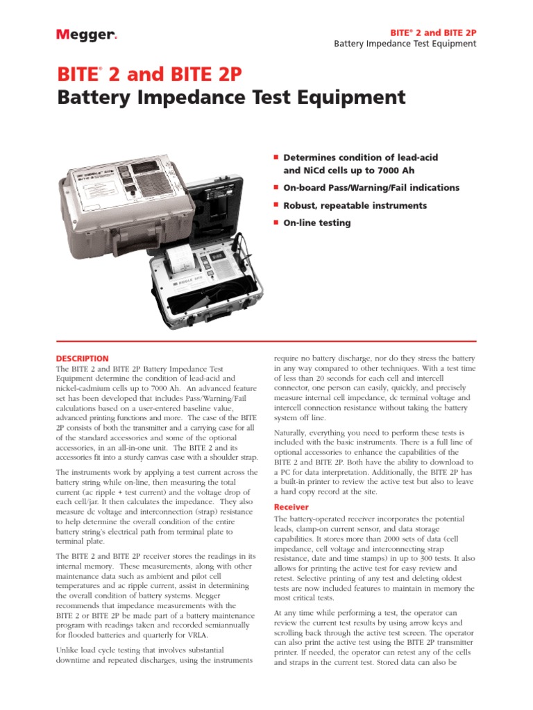 Battery Impedance Test Equipment Bite 2 and BITE 2P PDF Battery