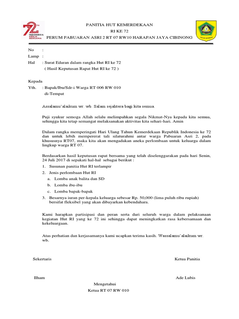 Contoh Surat Edaran Lomba Contoh Surat Baik Benar