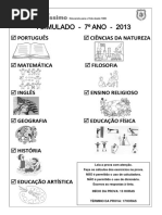 I Simulado 7ºs Anos 2013