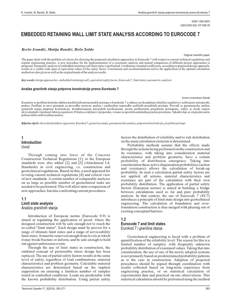 Embedded Retaining Wall Limit State Analysis According To Eurocode 7 ...