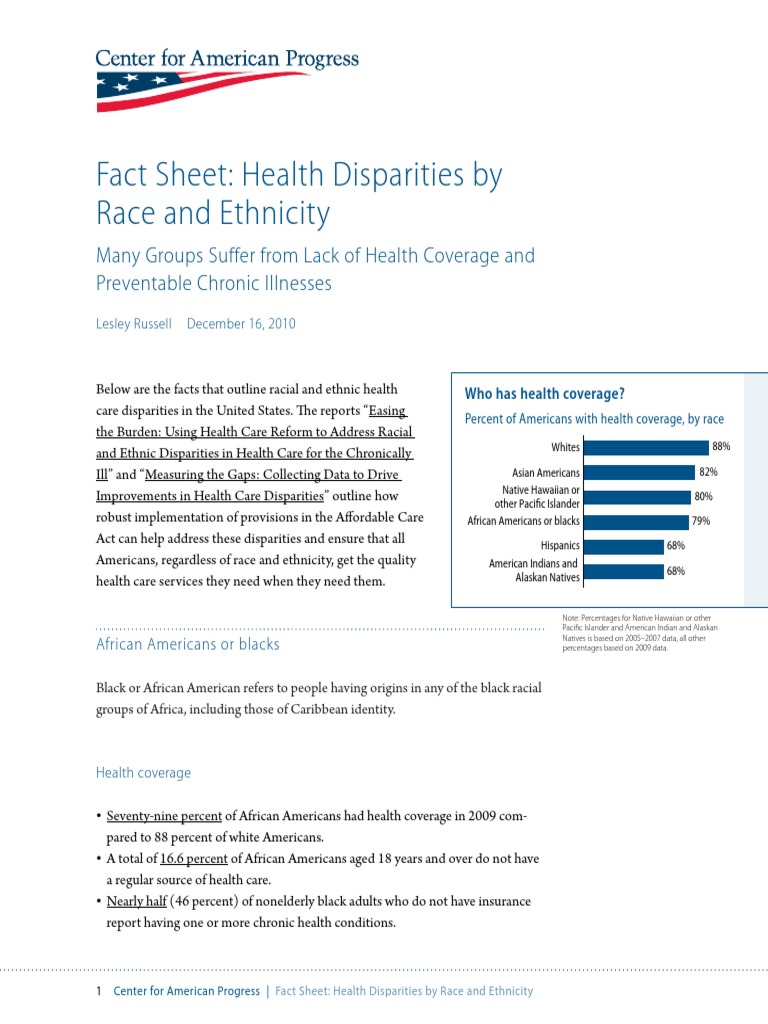 Fact Sheet Health Disparities by Race and Ethnicity