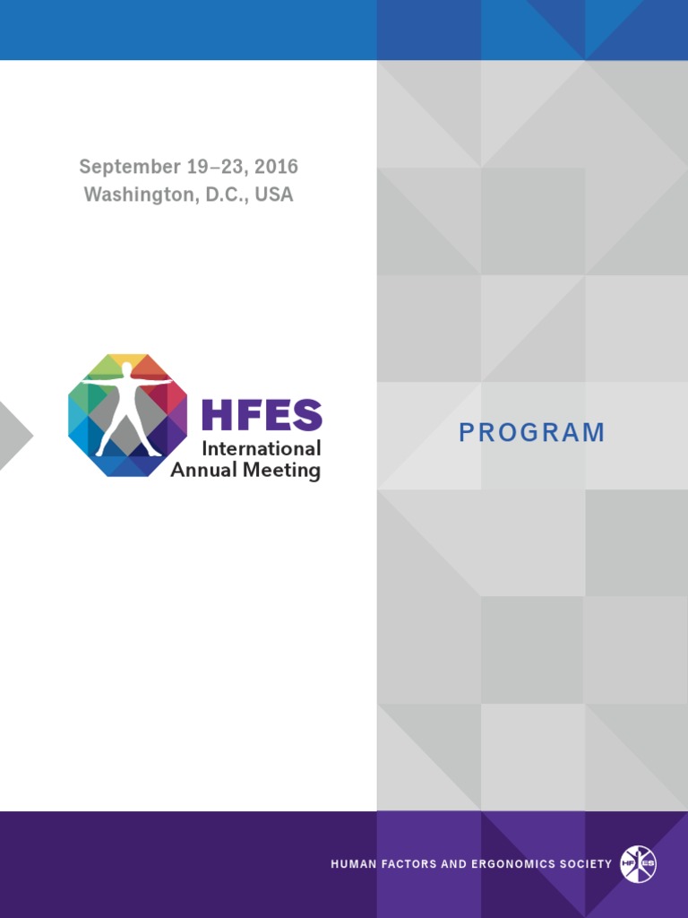 2016 HFES Annual Meeting Program PDF Human Factors And Ergonomics