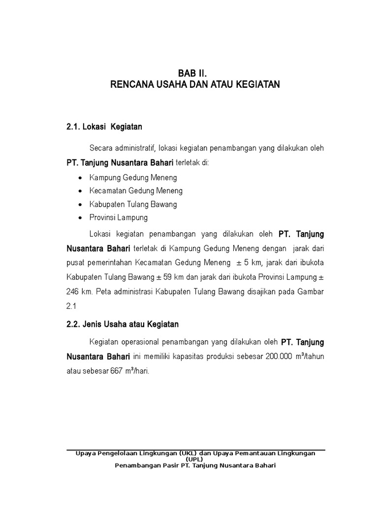 Deskripsi Ukl Upl Tambang Pasir